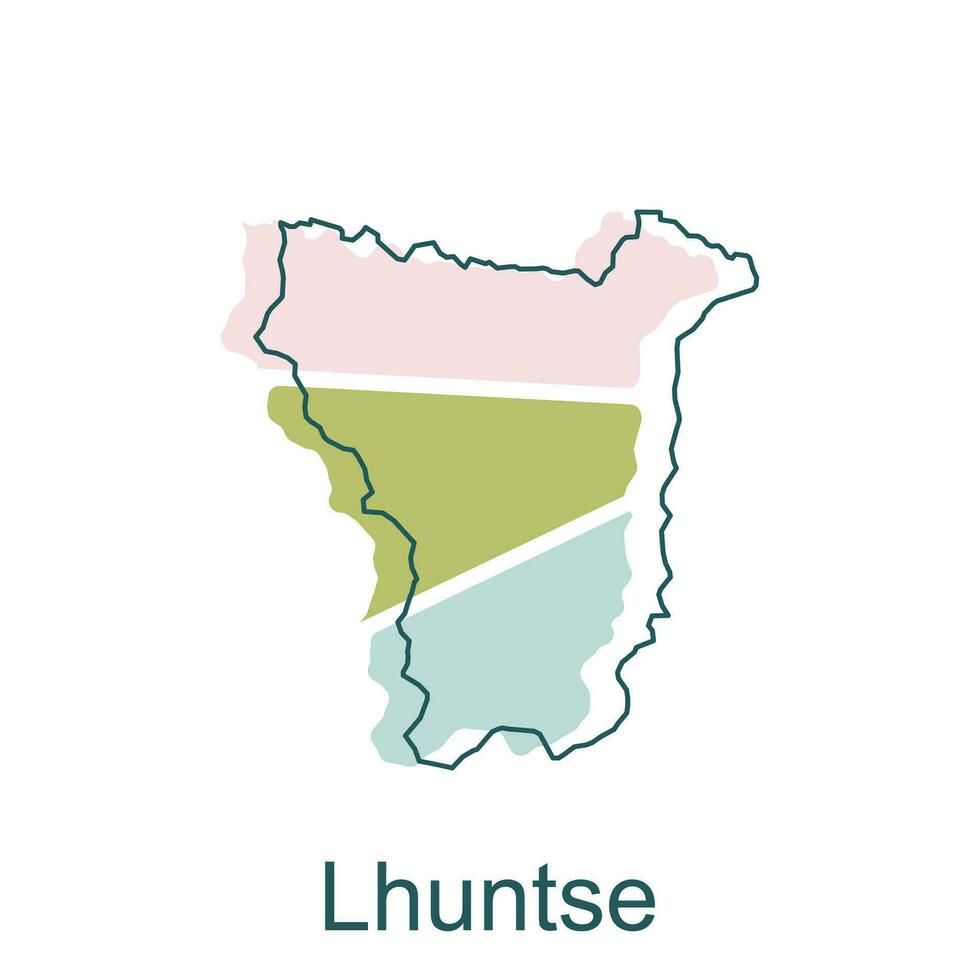 modern map of Lhuntse geometric colorful simple illustration design template, Bhutan Map. State and district map of Bhutan vector