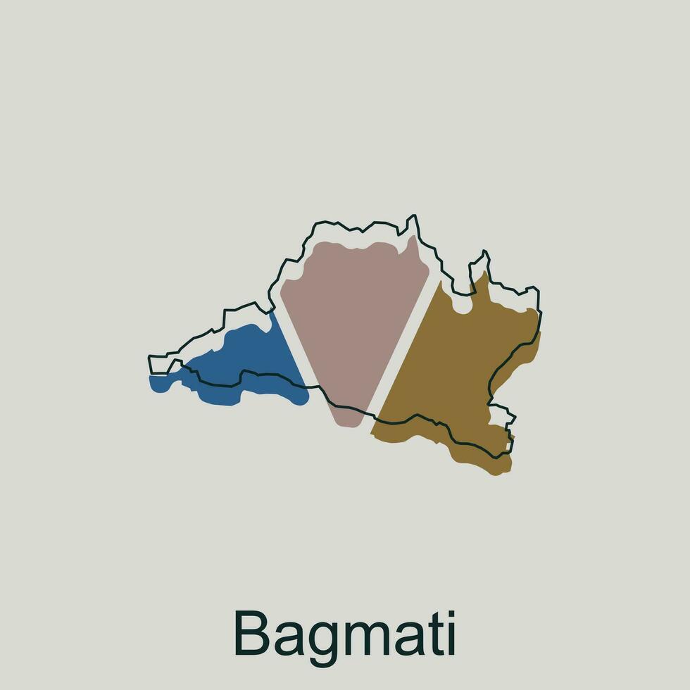 Map of Bagmati geometric outline illustration design, country of Nepal map vector design template