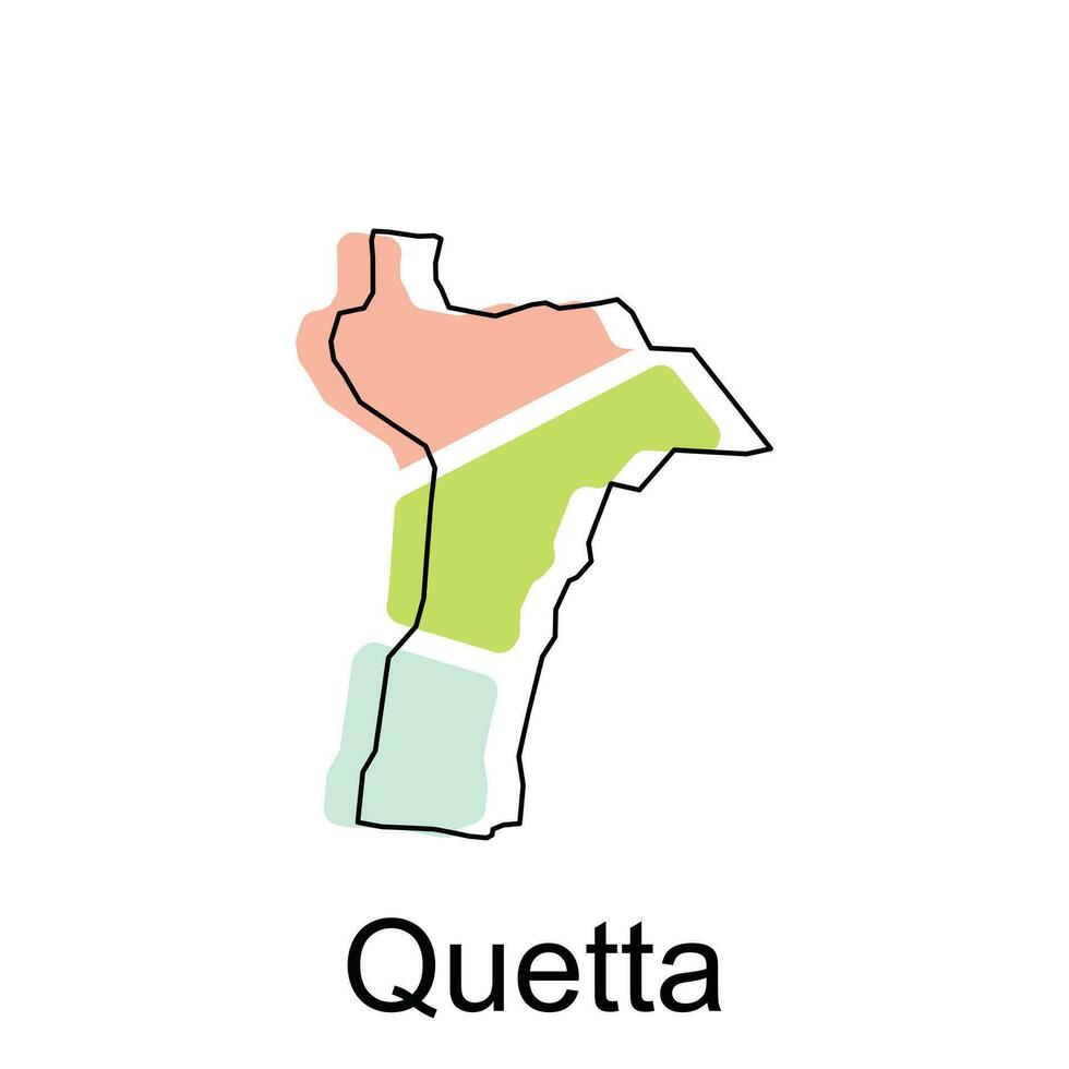 Map of Quetta geometric colorful illustration design template, Pakistan map on white background vector