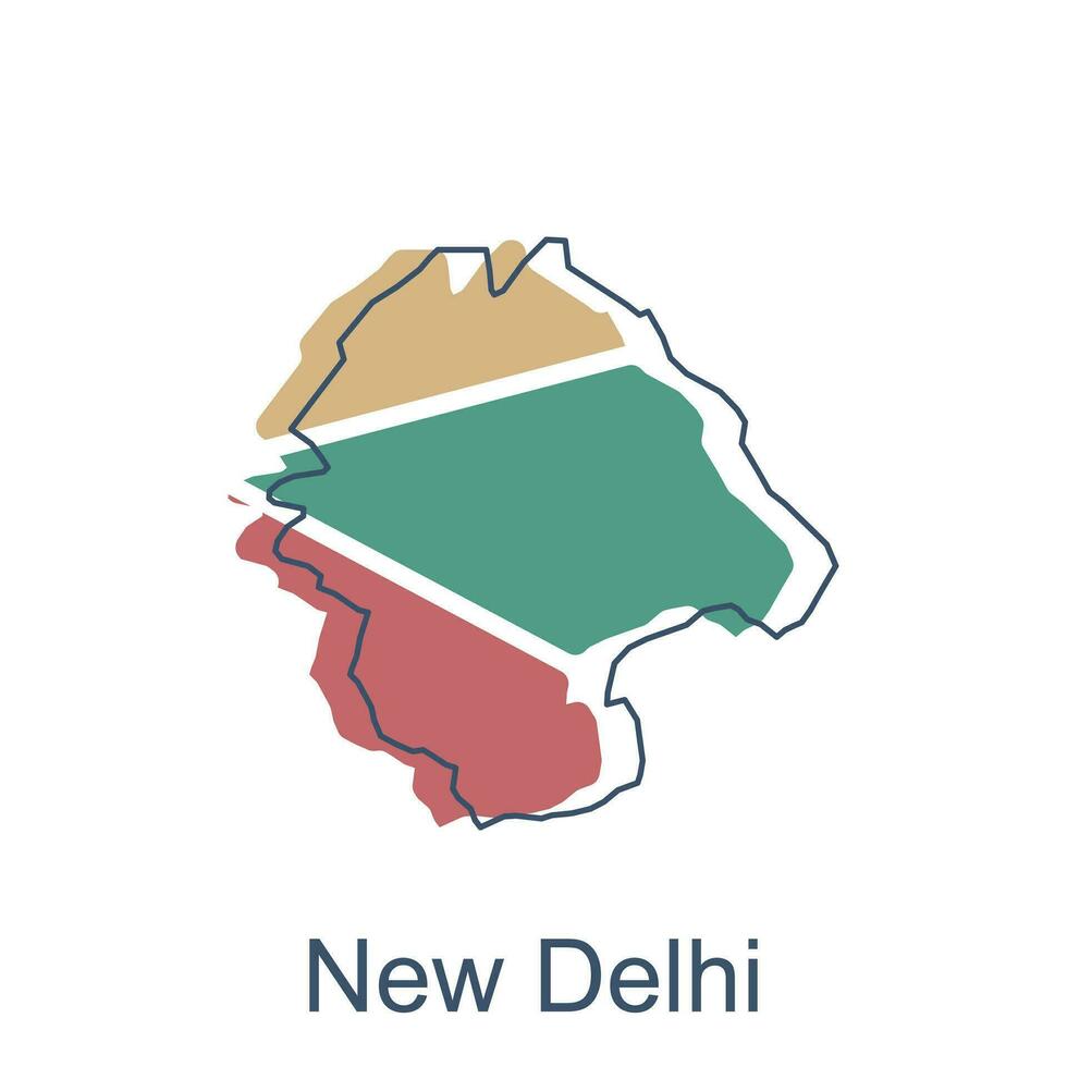 Map of New Delhi illustration design with black outline on white background, design template suitable for your company vector