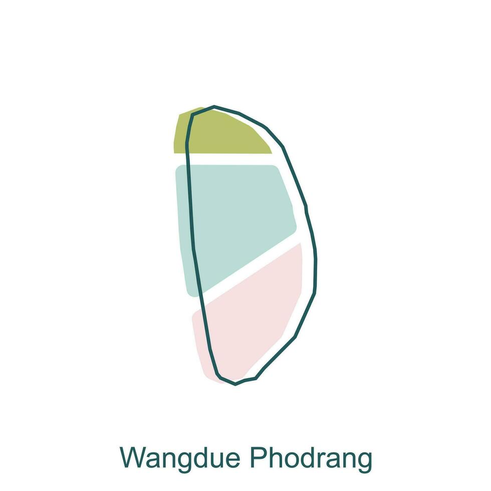 modern map of Wangude Phodrang geometric colorful simple illustration design template, Bhutan Map. State and district map of Bhutan vector