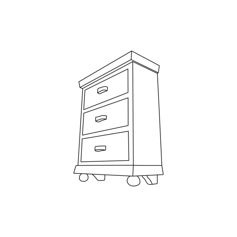 Drawer line simple furniture design, element graphic illustration template vector