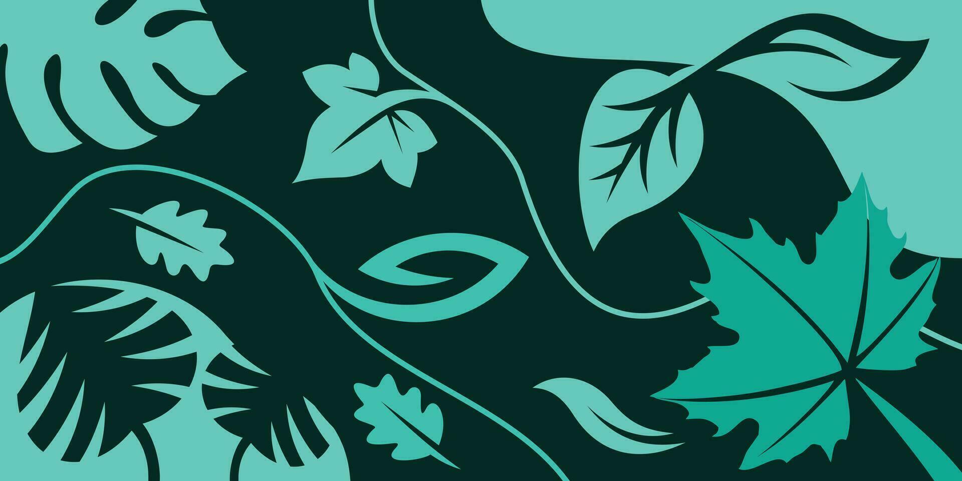 Fresh spring background with green leaves and blue colors on green background, fresh foliage. Vector illustration