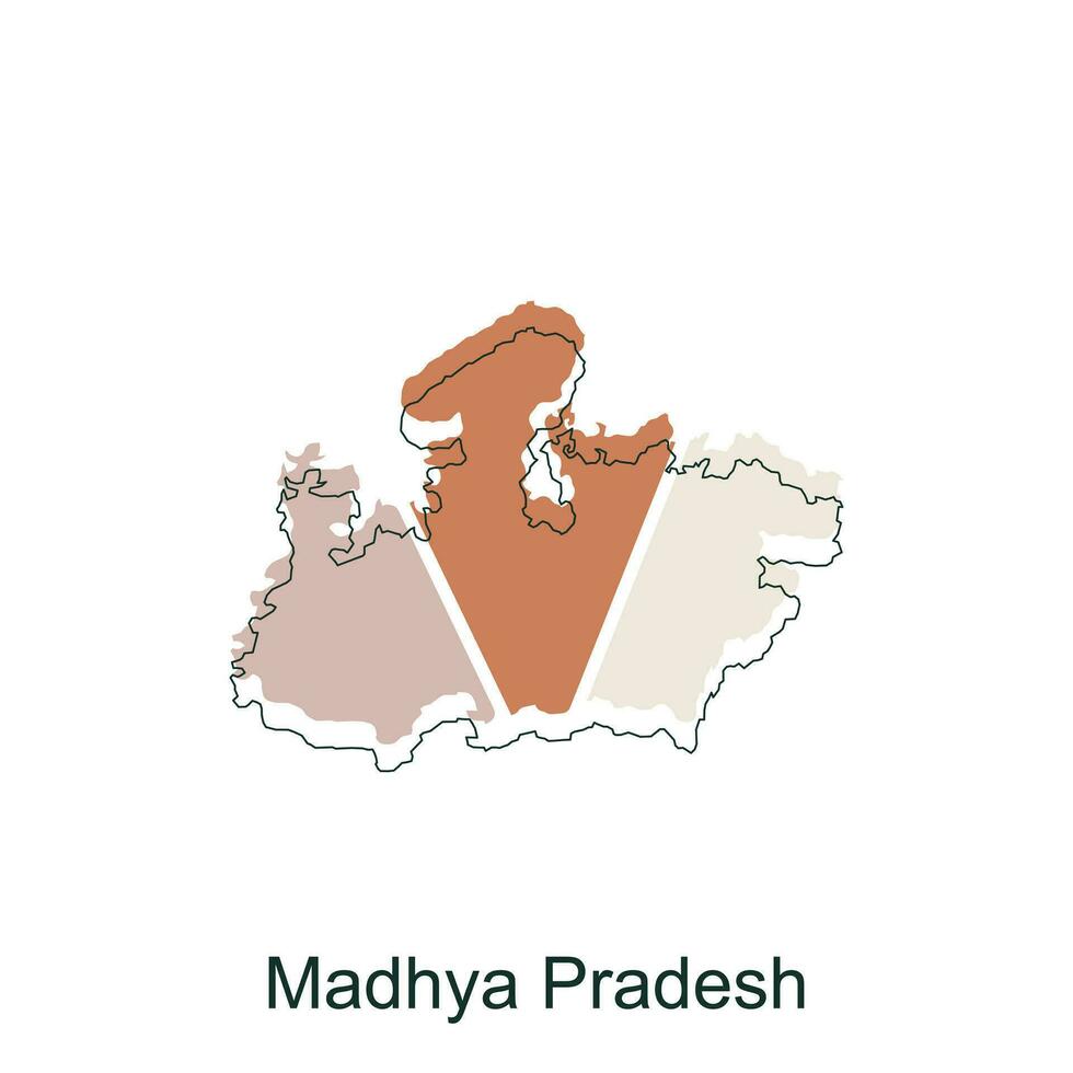 Map of Madhya Pradesh colorful illustration design, element graphic illustration template vector