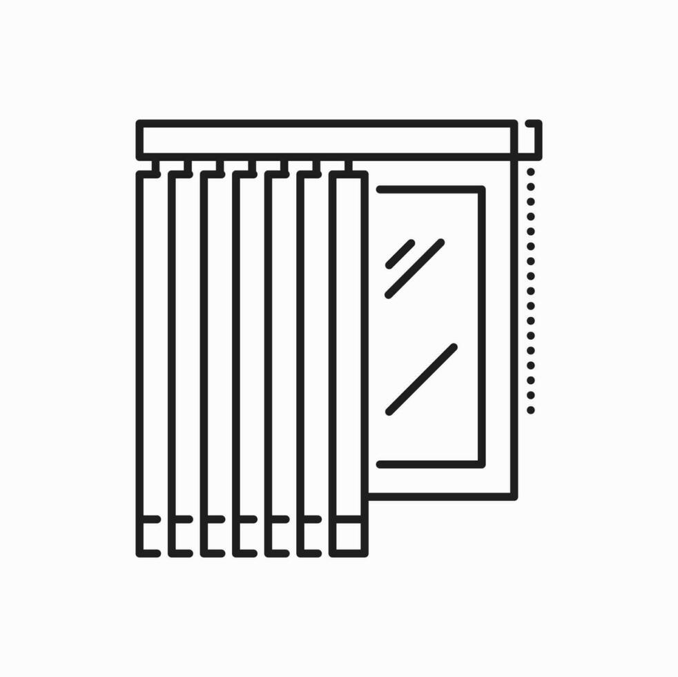 Window blind, vertical jalousie isolated line icon vector