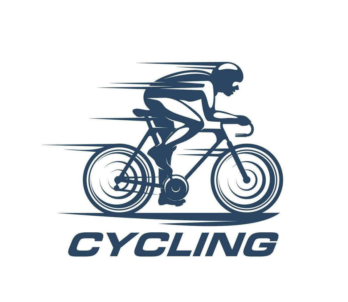 Cycling sport icon, bike racer silhouette, cyclist vector