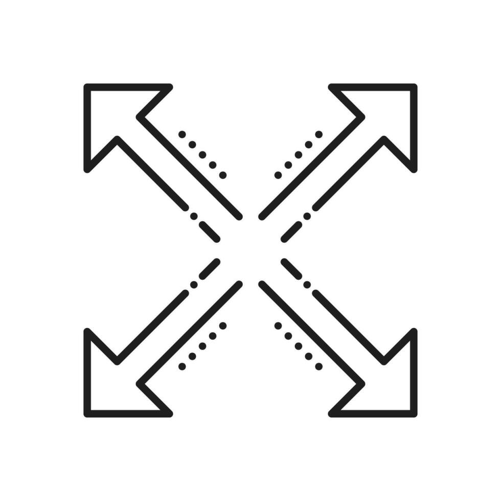 Compression sign, resize and scale line icon vector