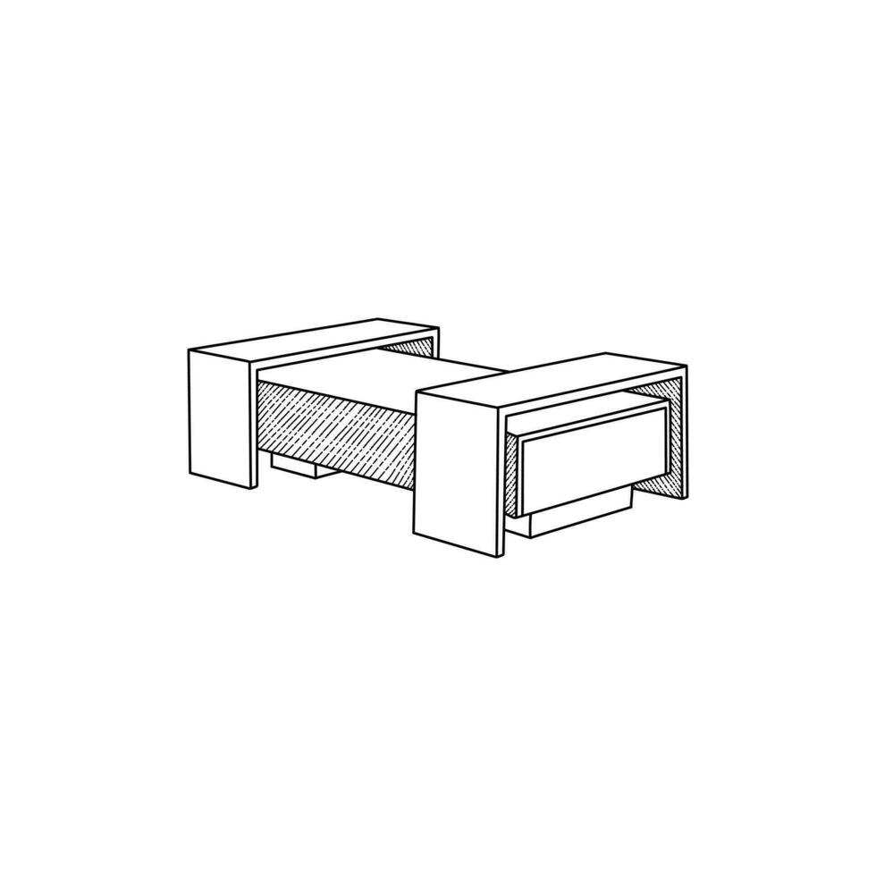 Coffee Table line art design template, vector symbol, sign, outline illustration. icon from furniture collection isolated on white background