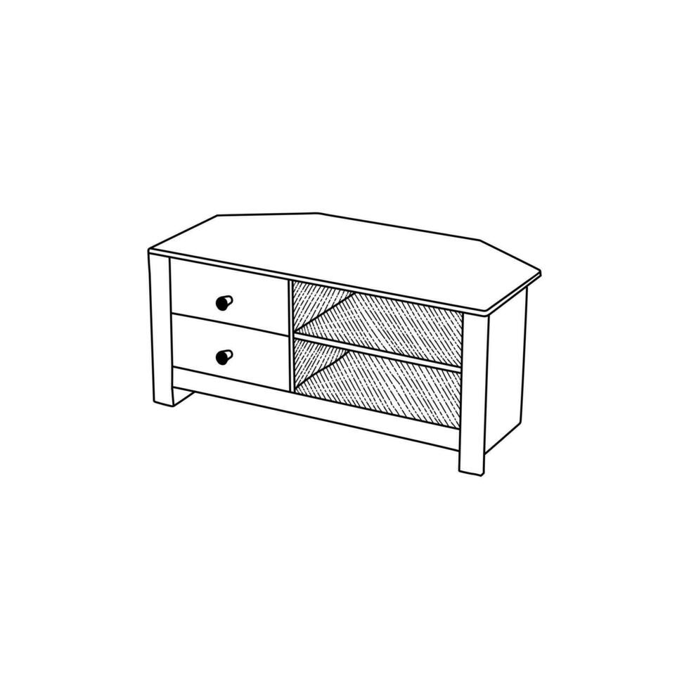 televisión mesa interior mueble logo. creativo línea Arte estilo concepto para mueble interior modelo vector