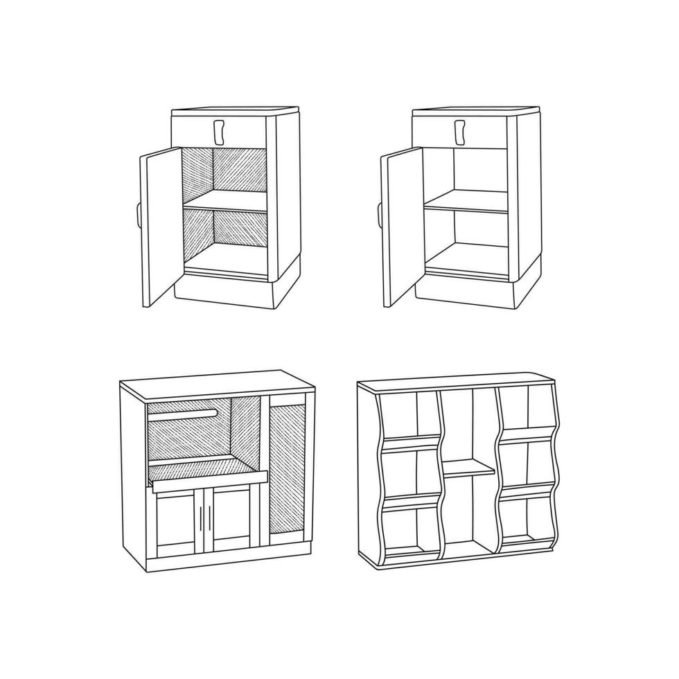 Cabinet icon line art design collection, Outline vector design illustration template