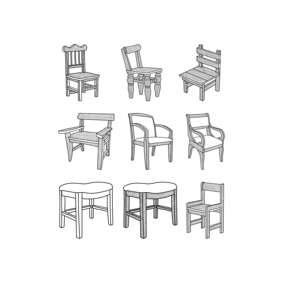 Set of Chair icon Minimalist, logo collection inspiration design template, suitable for your company vector