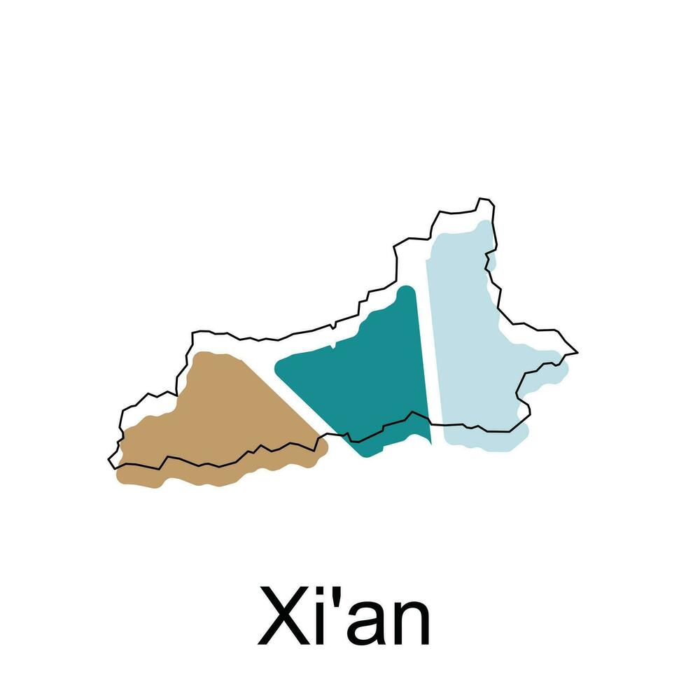 High detailed vector map of Xi'an modern outline, Logo Vector Design. Abstract, designs concept, logo, logotype element for template.