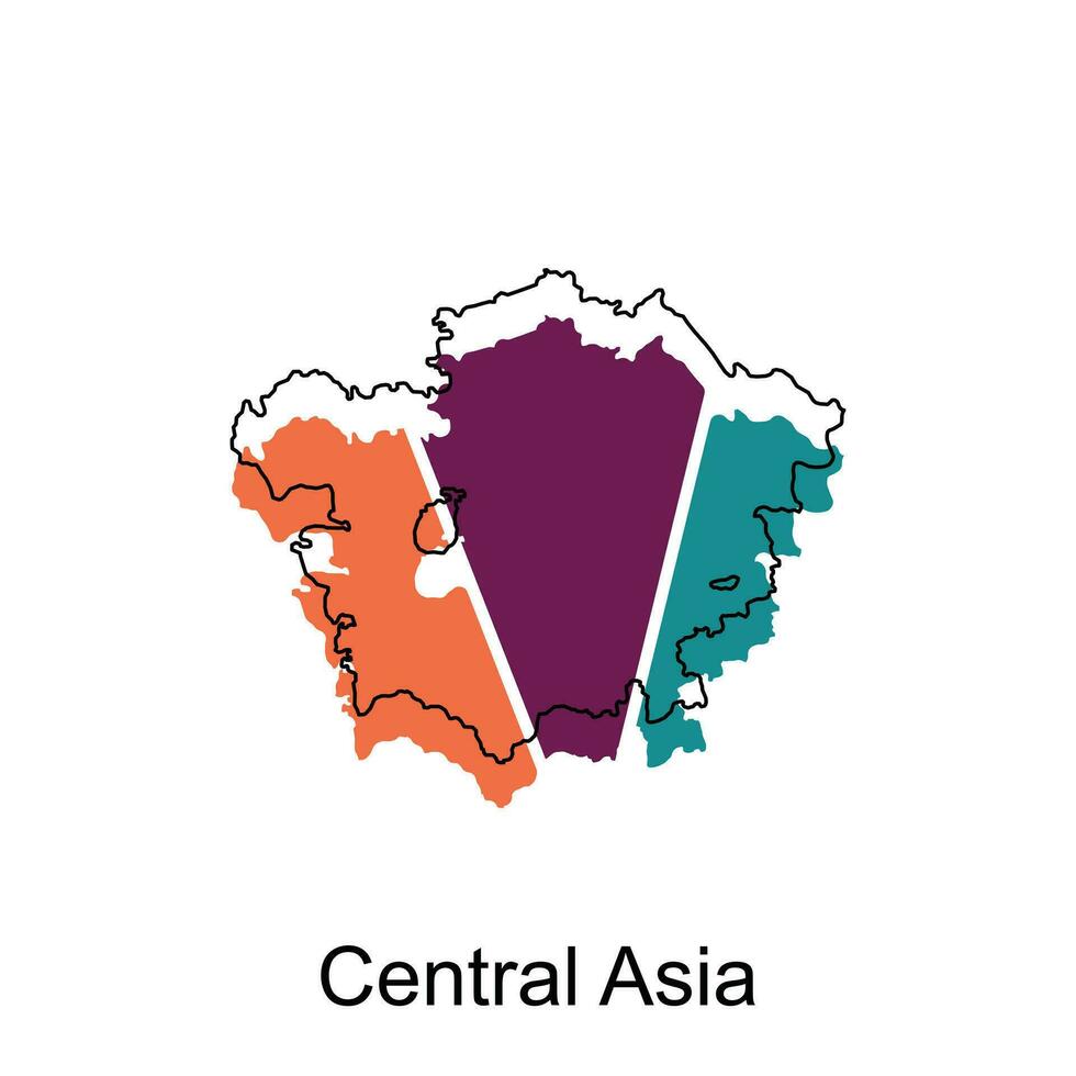 Vector map of Central Asia, World Map International vector template with outline graphic sketch style isolated on white background
