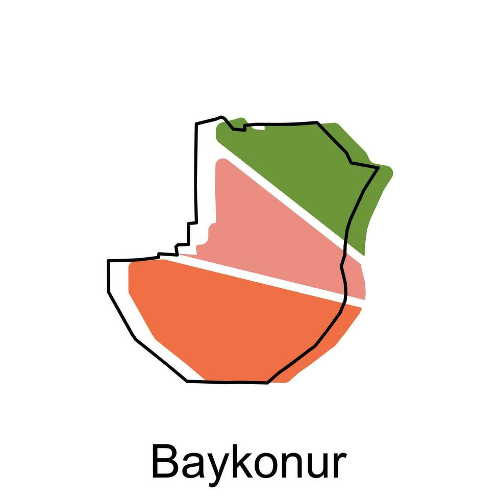 mapa de Baykonur ilustración diseño plantilla, mapa tener todas provincia y marca el capital ciudad de kazajstán, adecuado para tu empresa vector