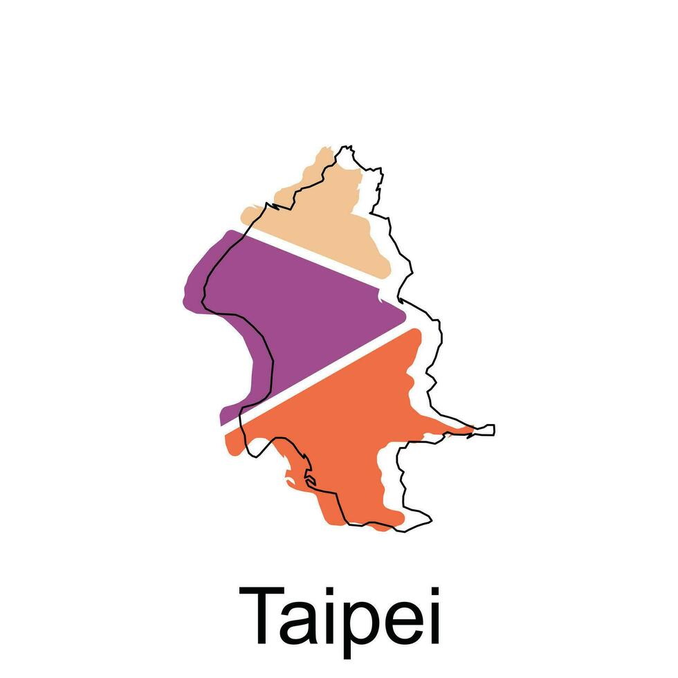 Map of Taipei High Quality is a province of China map, black and white detailed outline regions of the country. Vector illustration template