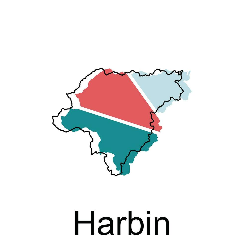 High detailed vector map of Harbin modern outline, Logo Vector Design. Abstract, designs concept, logo, logotype element for template.