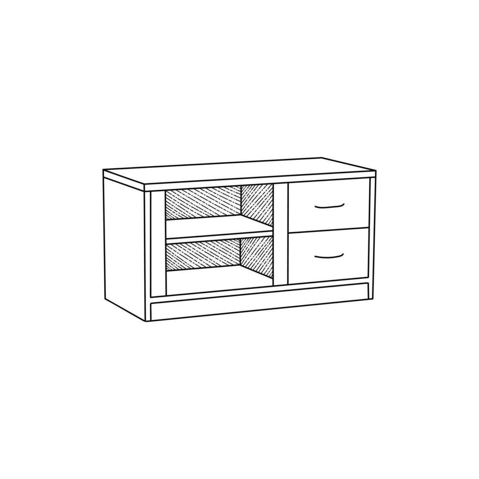 TV Board line art design template, vector symbol, sign, outline illustration. icon from furniture collection isolated on white background