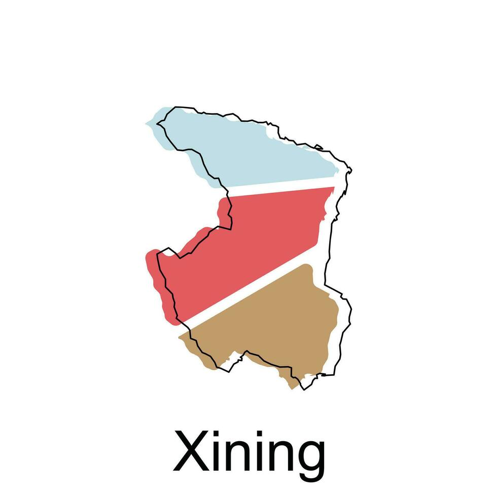 High detailed vector map of Xining modern outline, Logo Vector Design. Abstract, designs concept, logo, logotype element for template.