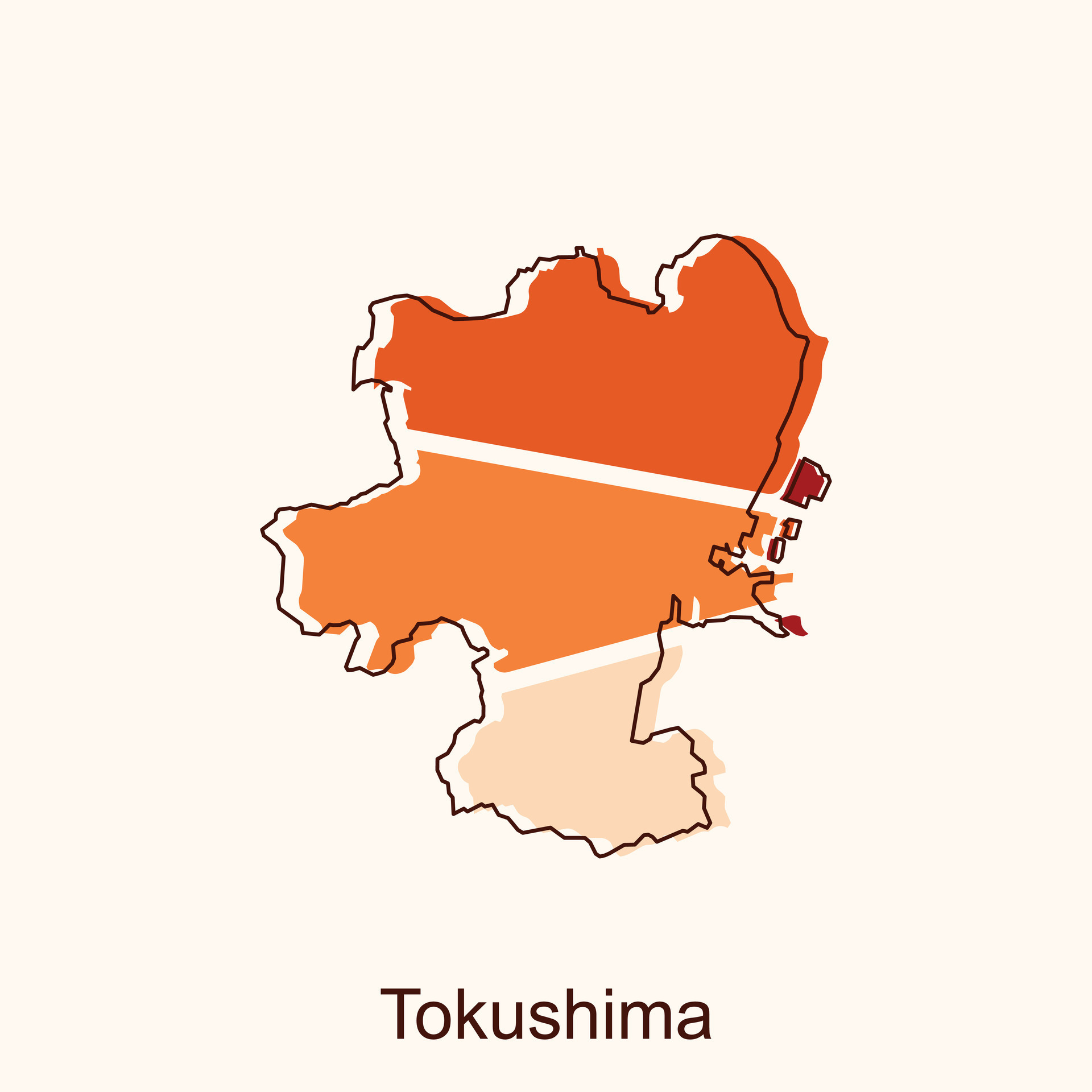 vector map of Tokushima modern outline, High detailed vector map Japan