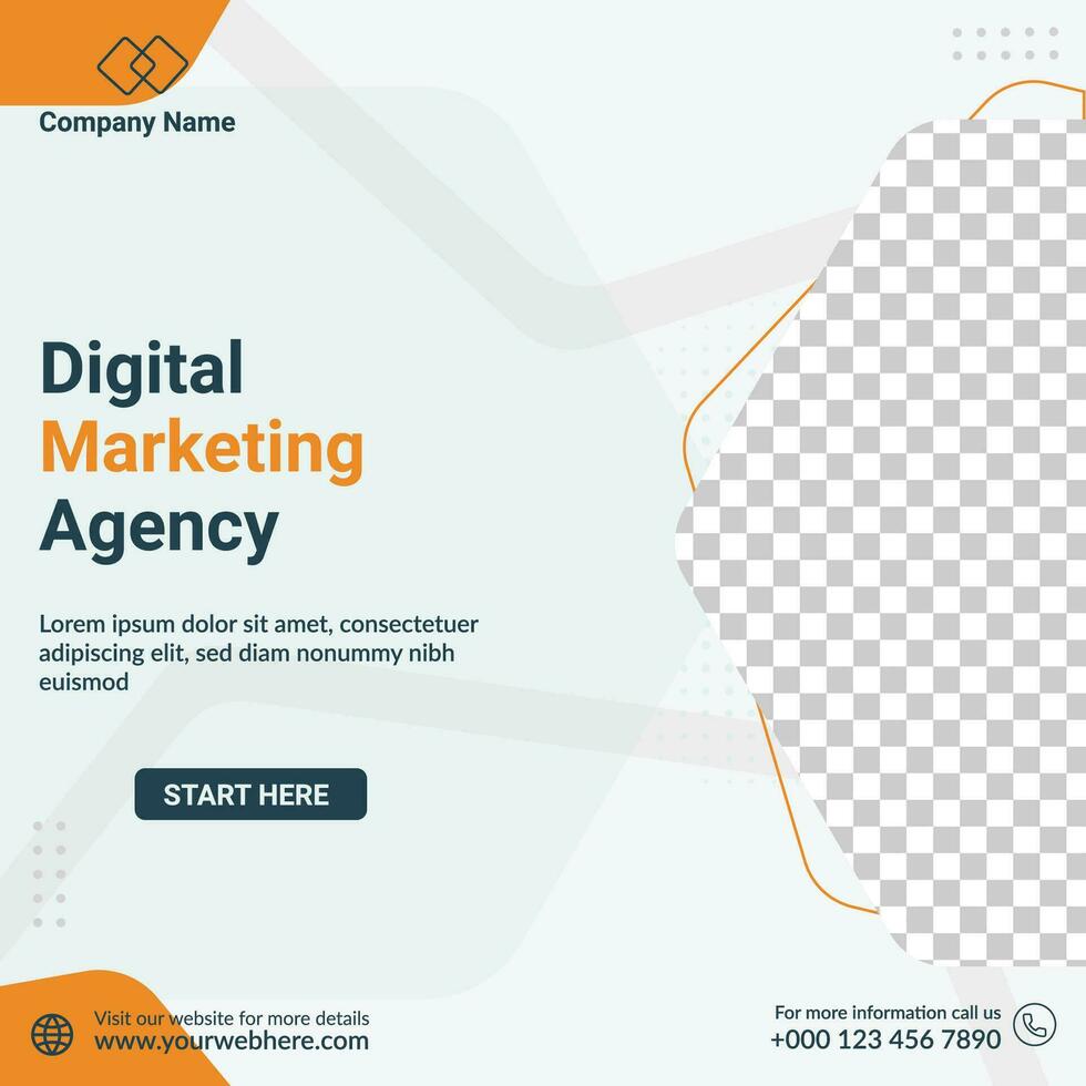 Agencia de marketing digital y plantilla de publicación de redes sociales corporativas. vector
