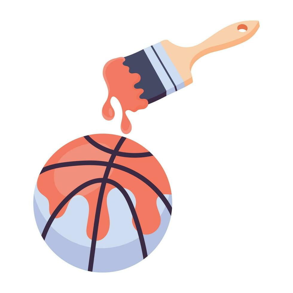 Trendy Painting Basketball vector