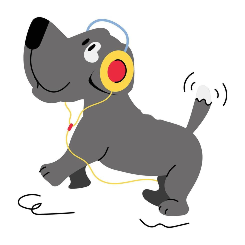 Trendy Dog Headphones vector