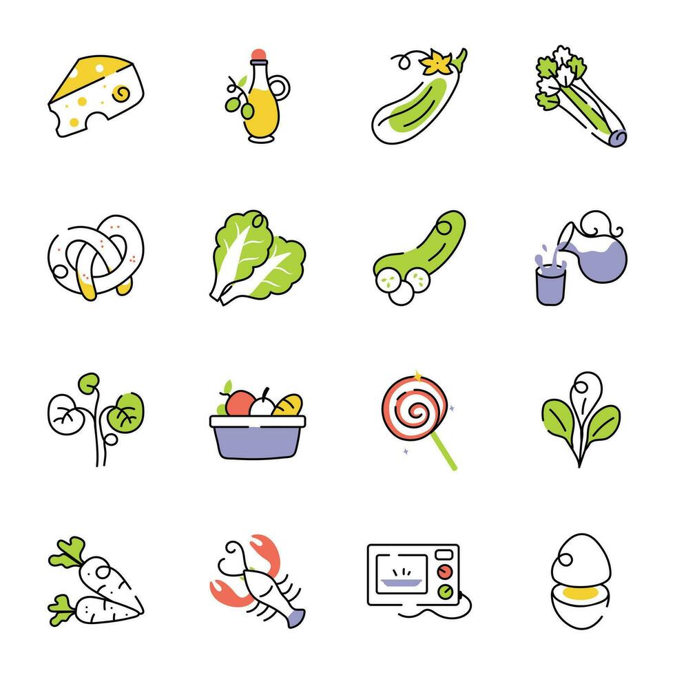 colección de sano comida incompleto íconos vector