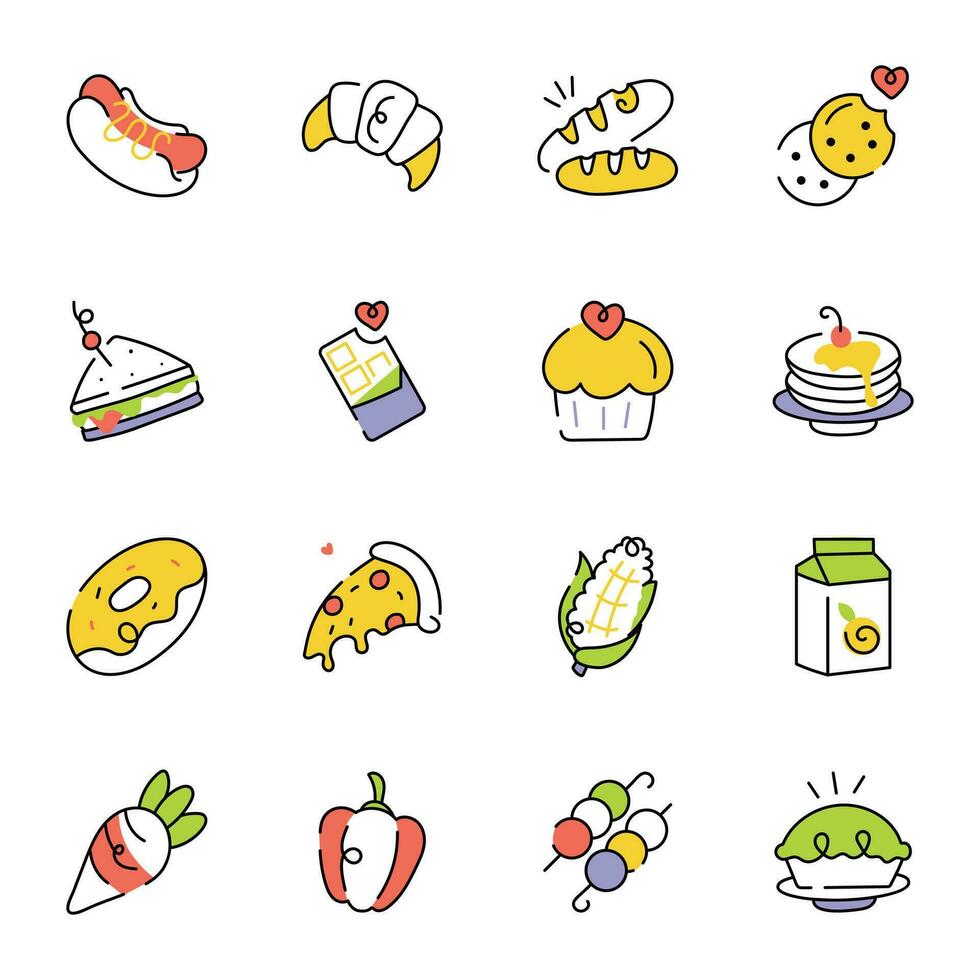 Pack of Food Sketchy Icons vector