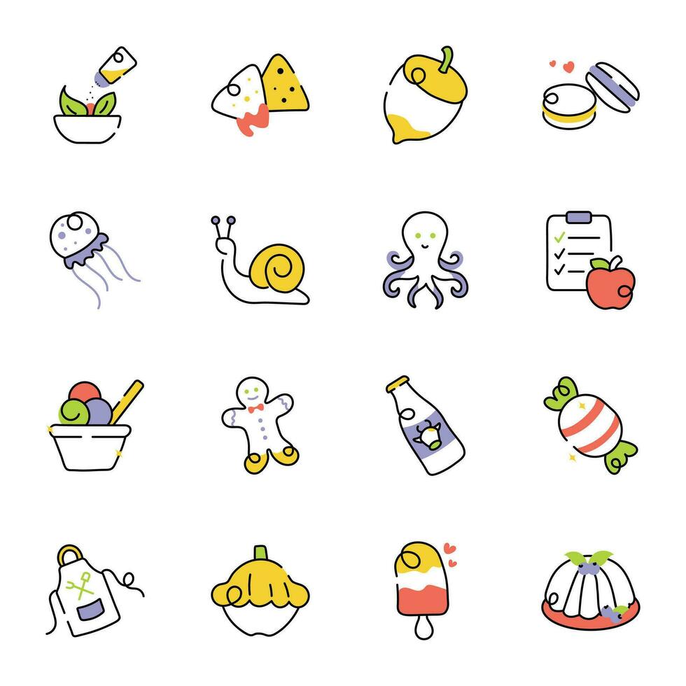 Pack of Edibles Sketchy Icons vector