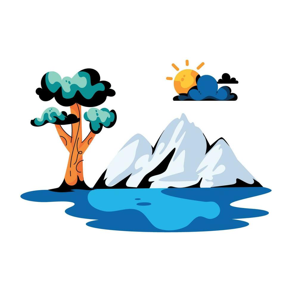 Trendy Mountains Landscape vector