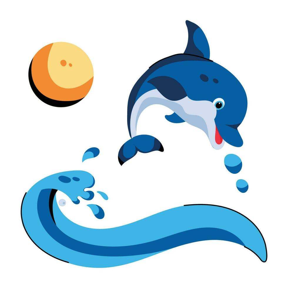 Trendy Dolphin Playing vector