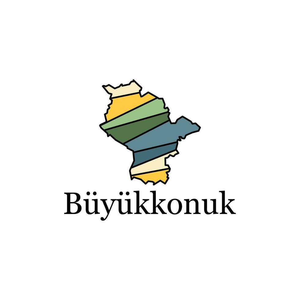 Buyukkonuk map, map of Turkey  with main cities, Isolated vector Illustration design template.