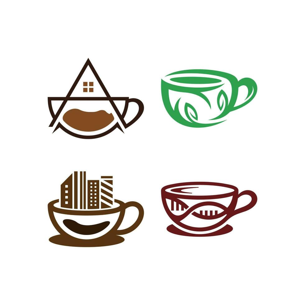conjunto de café logo diseño modelo icono, vector ilustración