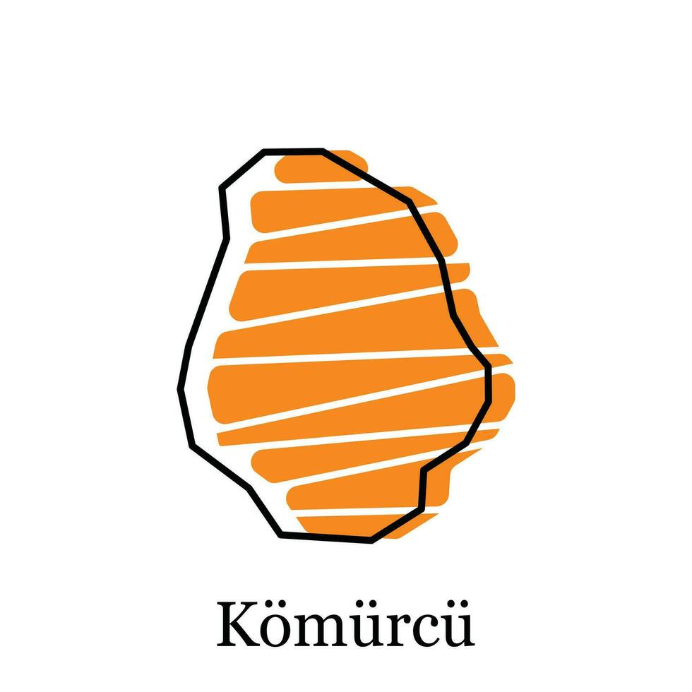 mapa de komurcu con llamado regiones y viaje iconos, país mapa para infografía diseño modelo vector