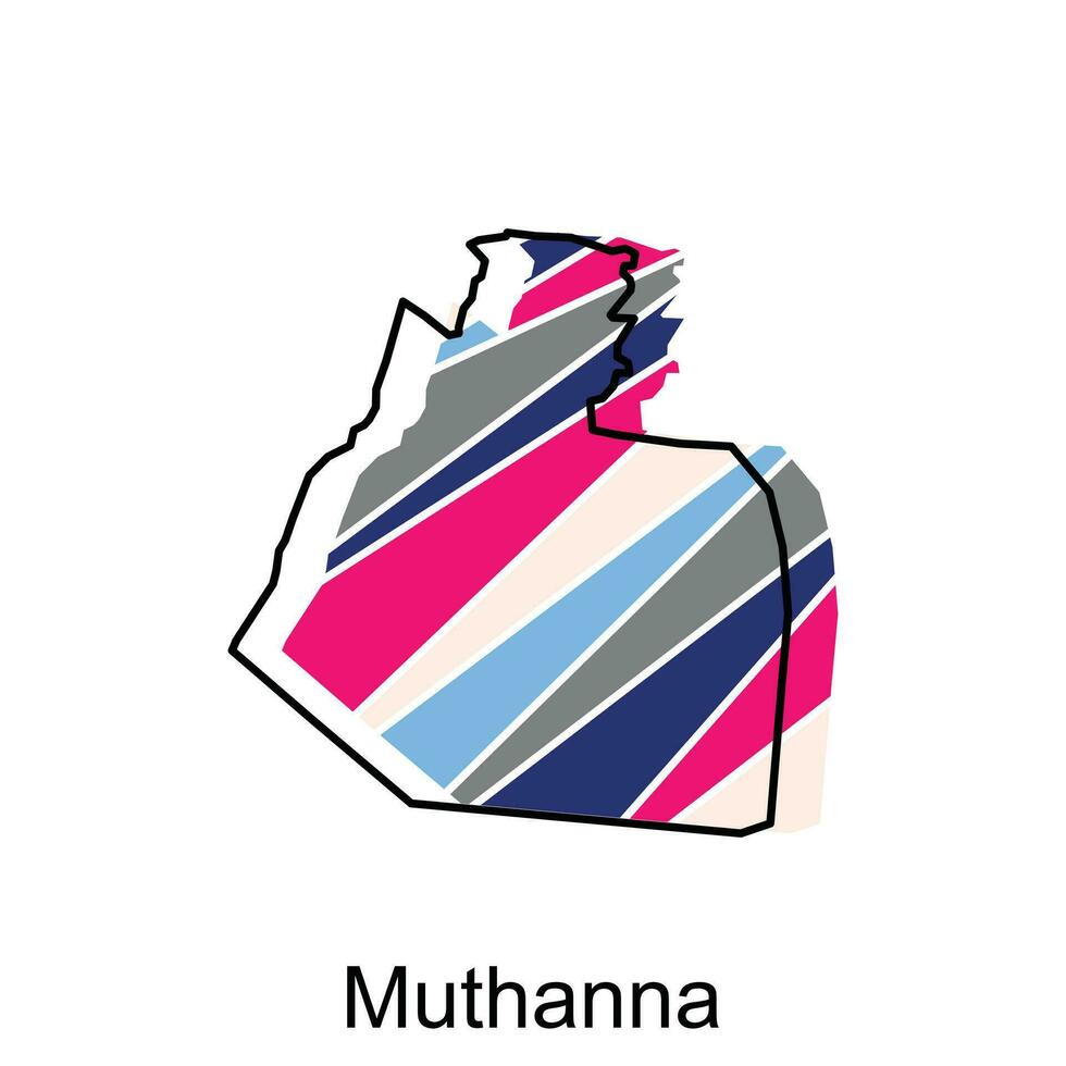 Muthanna Map is highlighted on the Iraq country, illustration design template vector