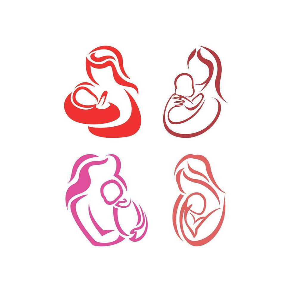 happy baby and mother icon set logo design, Logo Template Design Vector