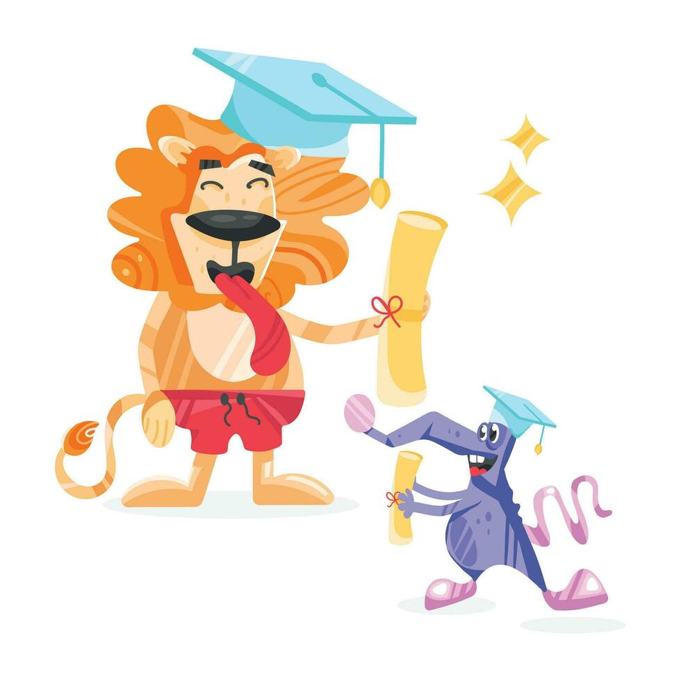 Trendy Animals Graduation vector