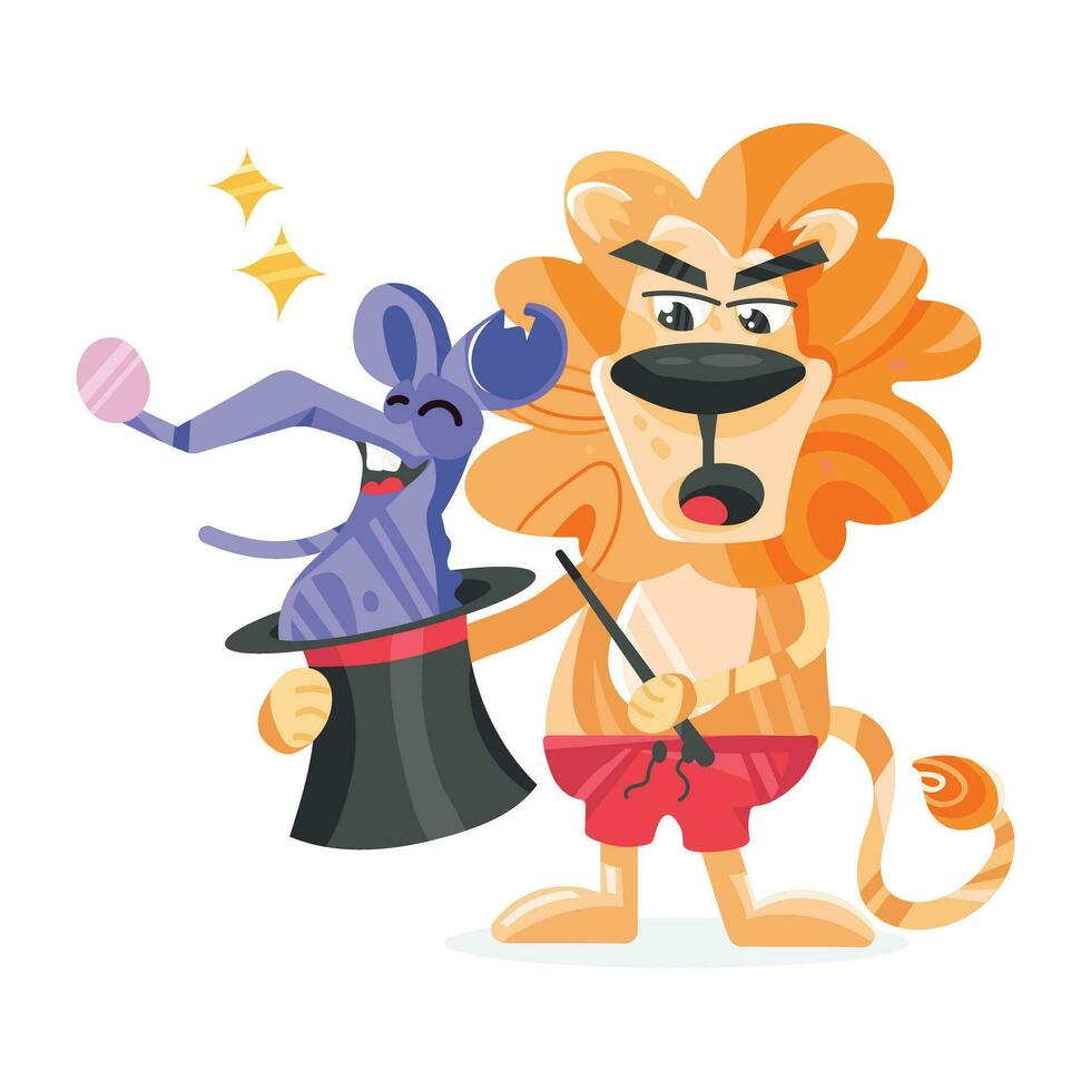 Trendy Lion Magician vector