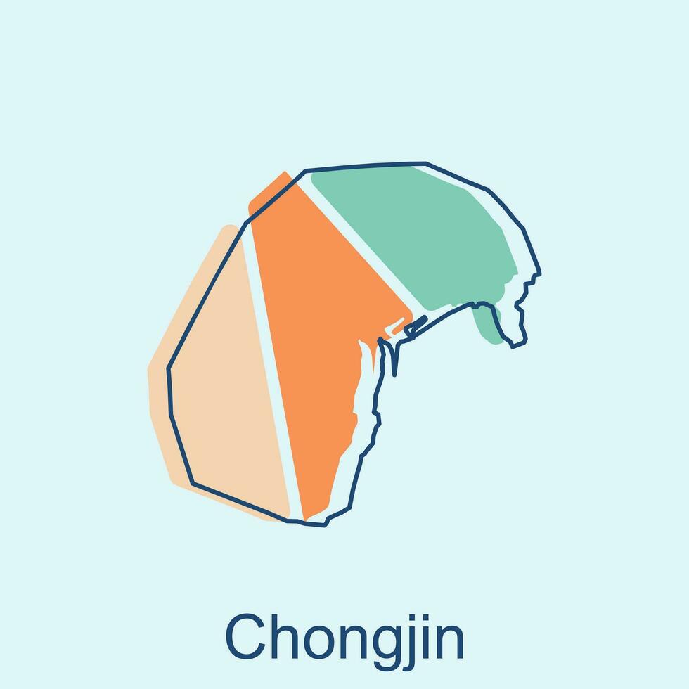 Chongjin High detailed illustration map, North Korea map, World map country vector illustration template