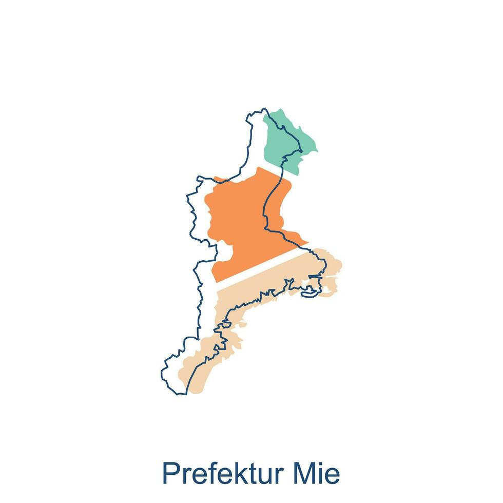 map of Prefektur Mie vector design template, national borders and important cities illustration Abstract, designs concept, logo, logotype element for template.