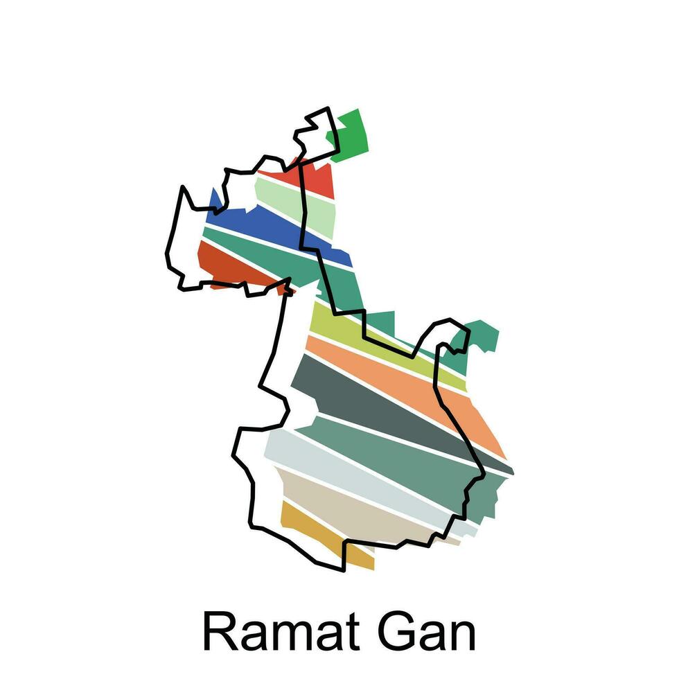 vector file map of Ramat Gan, Outline Map of Israel country Vector Design Template. Editable Stroke