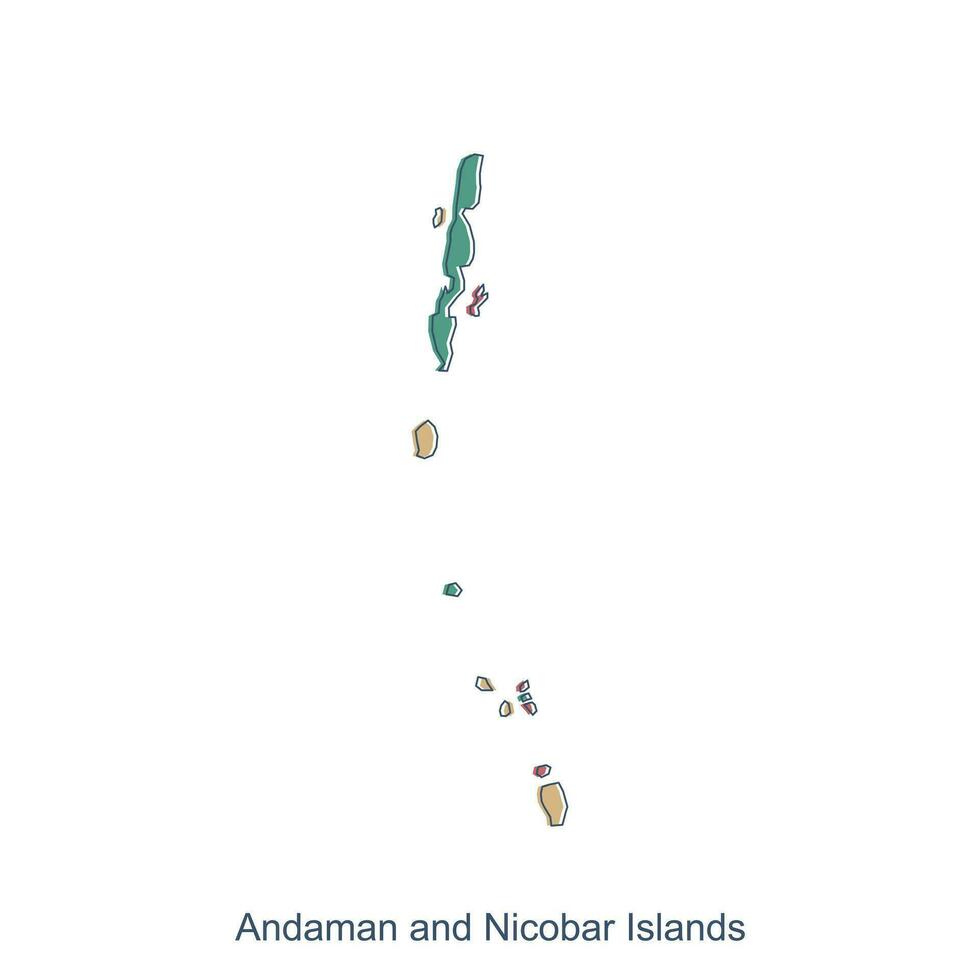 Andaman and Nicobar Islands map vector illustration with line modern, illustrated Map of India element graphic illustration design template