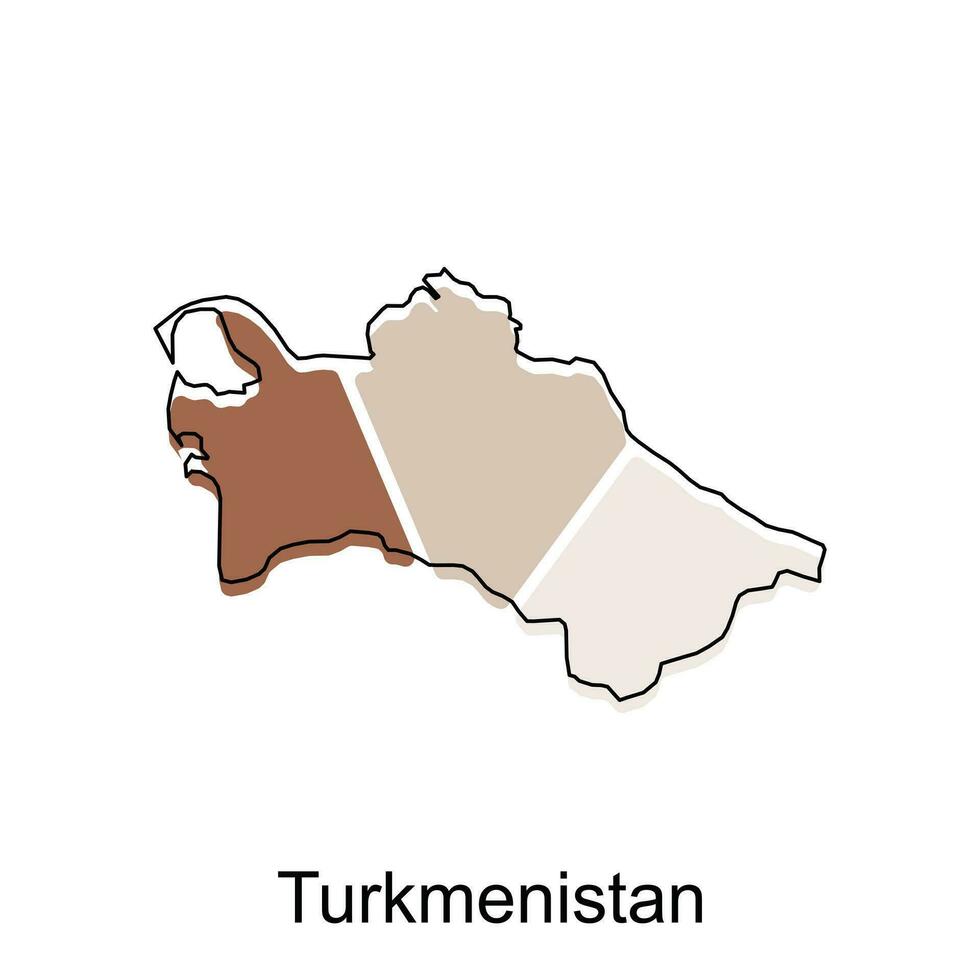 Turkmenistan Map on White Background illustration design template, Map International vector template with outline graphic sketch style, suitable for your company