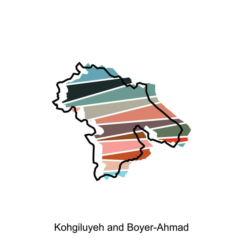 kohgiluyeh y boyero ahmad destacado en corrí mapa, ilustración diseño modelo vector