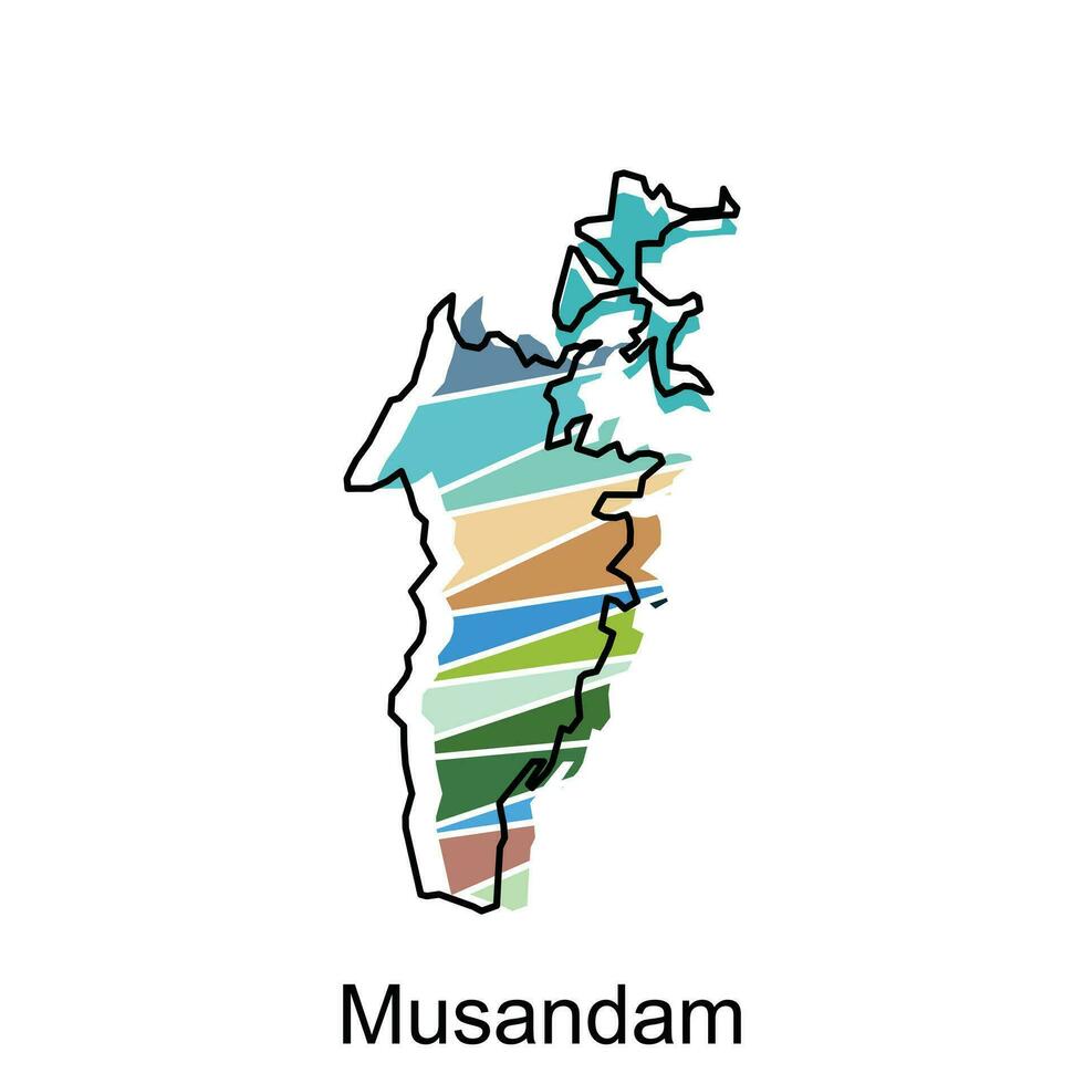 musandam mapa ilustración diseño plantilla, Omán político mapa con vecinos y capital, nacional fronteras vector