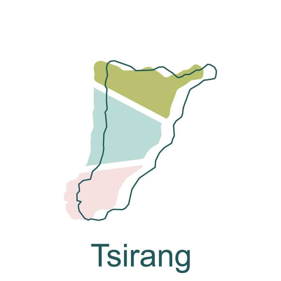 moderno mapa de tsirang geométrico vistoso sencillo ilustración diseño plantilla, Bután mapa. estado y distrito mapa de Bután vector