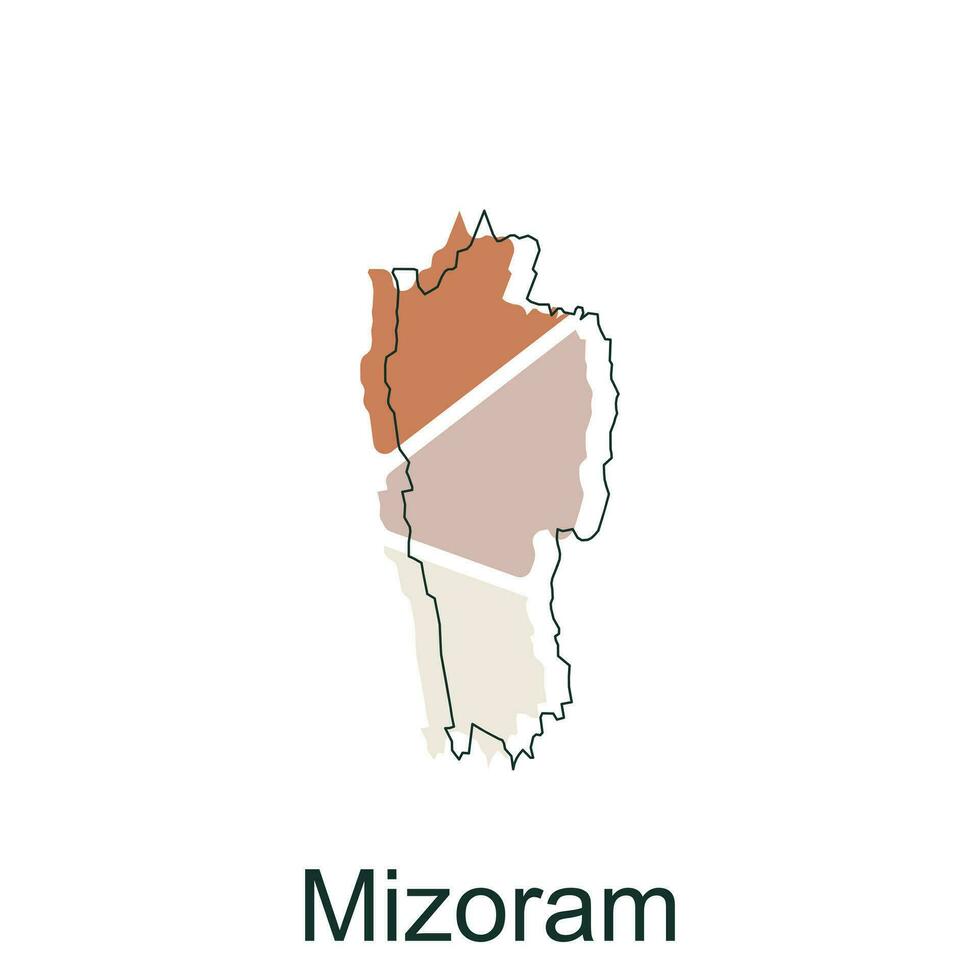 Mizoram map vector illustration with line modern, illustrated Map of India element graphic illustration design template