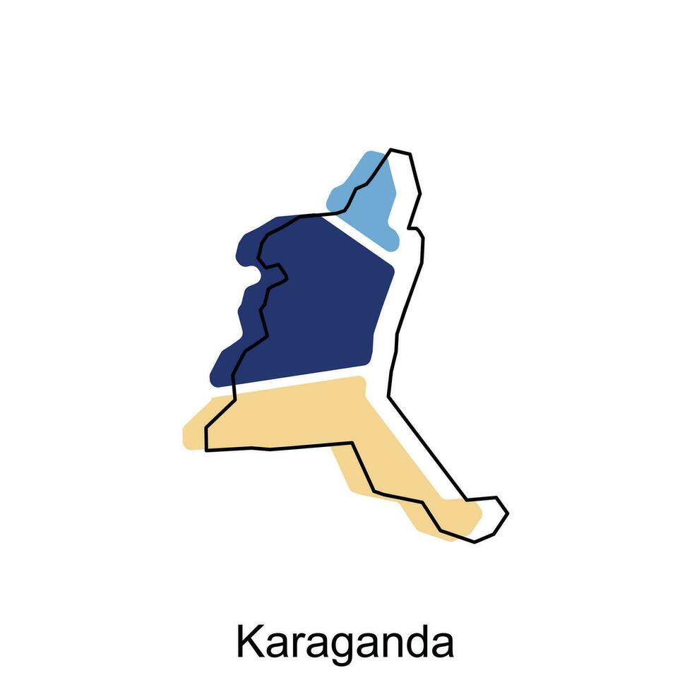 Karaganda City Republic of Kazakhstan map vector illustration, vector template with outline graphic sketch style isolated on white background