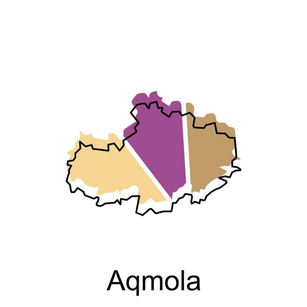 Aqmola City Republic of Kazakhstan map vector illustration, vector template with outline graphic sketch style isolated on white background