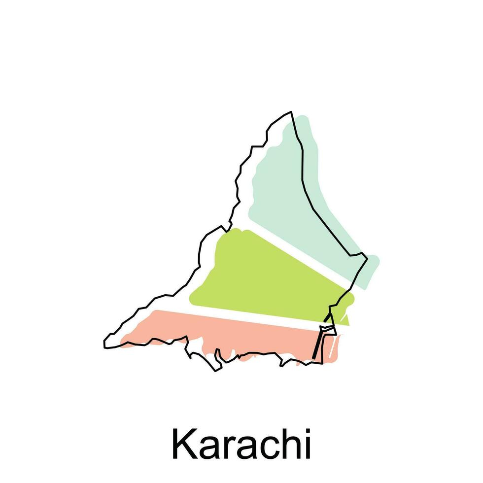 Map of Karachi modern with outline style vector design, World Map International vector template